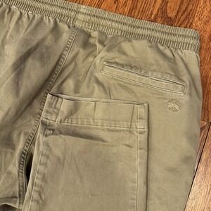 Brooks Brothers Canvas Jogger Pants Mens XL Green Stretch Deep Pocket Drawstring